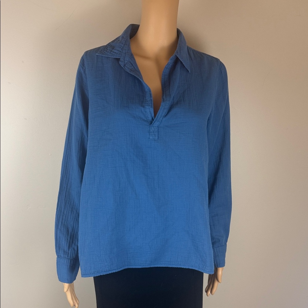 American Colors by Alex Lehr Blue Cotton Gauze Blouse NWOT